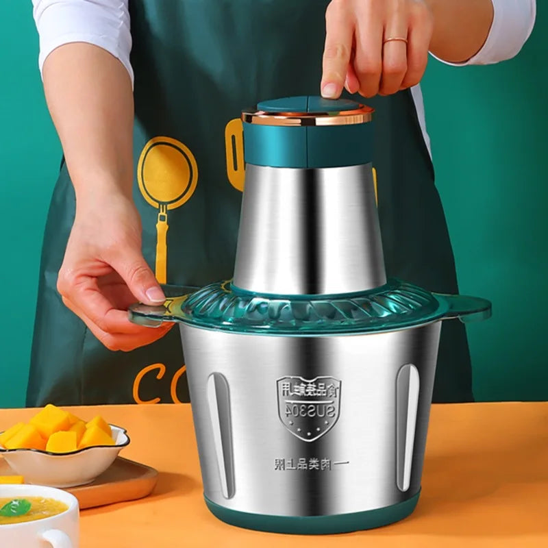 2L Electric Meat Grain Food Processor Chopper Stainless Steel Kitchen Machines Vegetable Chopper Slicer Machine Home Grinder