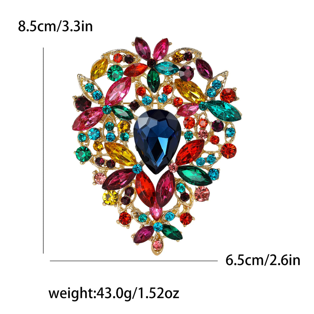 Creative Crown Brooch High-end Alloy Women's Corsage Women's Colorful Rhinestone and Water Drop Jewelry