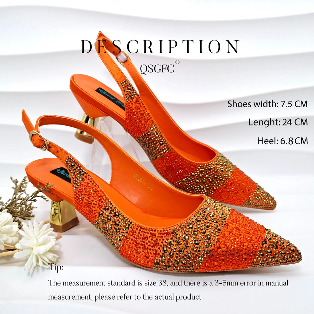 QSGFC Exquisite Fashion Women Shoes Sparkling Diamonds Pointed-toe Design Elegant Party Ladies High Heels