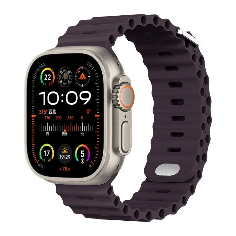 Ocean Silicone Strap For Apple Watch UItra 3 1 2 49mm 10 9 8 7 11 46mm 42mm 45mm 41mm Bracelet Wristband iWatch 6 5 4 SE3 44mm
