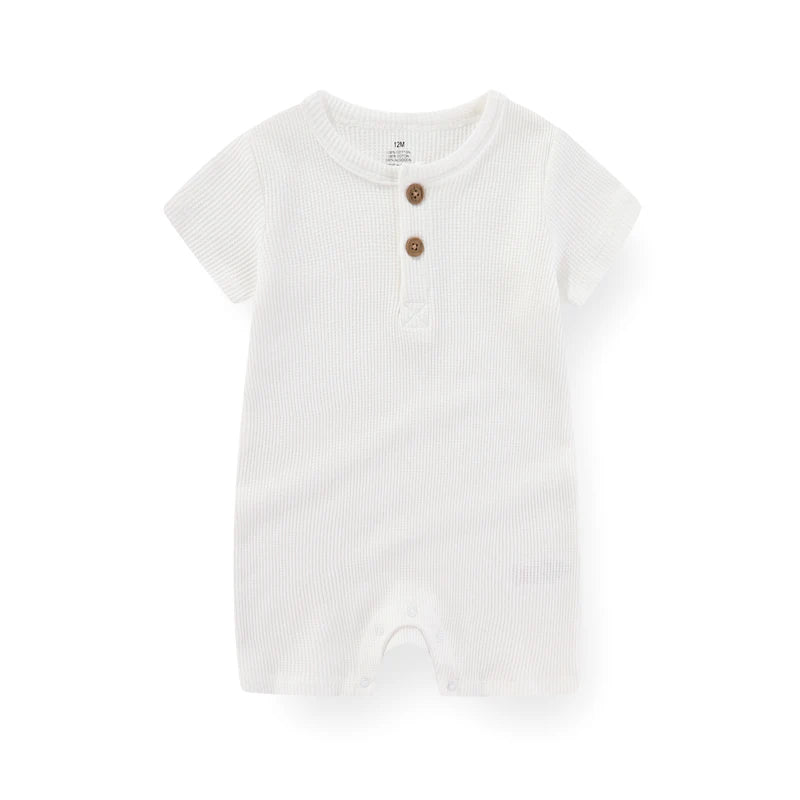Kiddiezoom 1 PCS Fashion Four Seasons Unisex Solid Short Sleeve Baby Boy Girl Rompers 100%Cotton Soft Newborn Jumpsuit Clothes