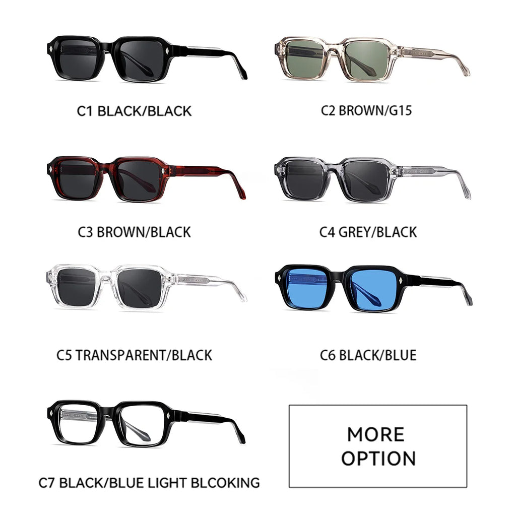 2025 New Small Square Frame Men's Sunglasses High Quality Propionic Acid Pin Technology Fashion Women Shades Punk Eyewear