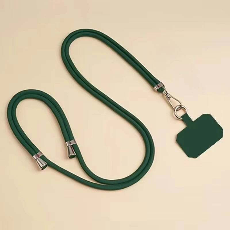 Universal Adjustment Phone Lanyard Solid Color Polyester Necklace Strap Long Hanging Rope With Clip Anti-Lost Crossbody Lanyard