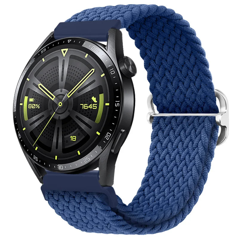 20mm 22mm Braided Solo Loop Strap For Samsung Watch 5/4/3 Active 2/Huawei Watch 3/GT Nylon Elastic Bracelet Amazfit GTR/GTS Belt