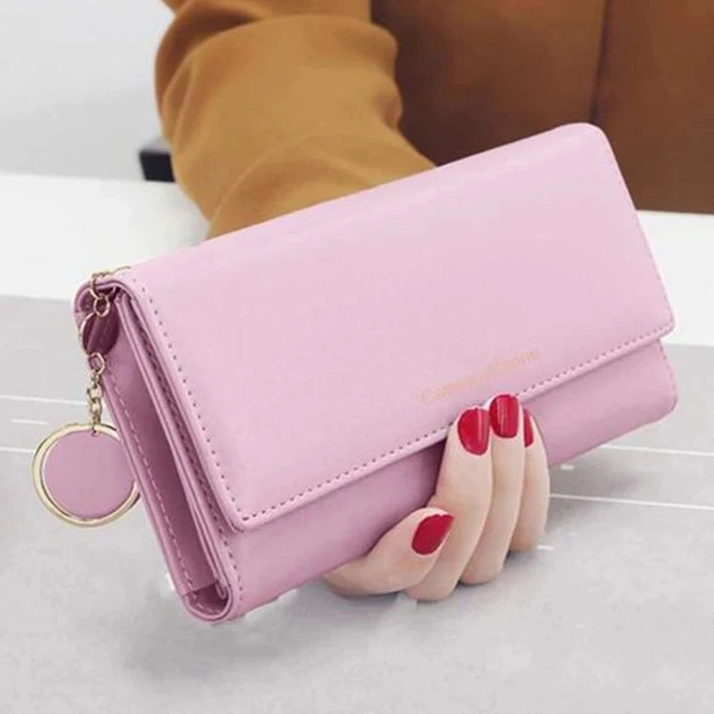 Yogodlns Casual Long Wallet For Women Pendant PU Leather Handbag Multi-layer Clutch Shopping Lady Purse Phone Card Holder Purse