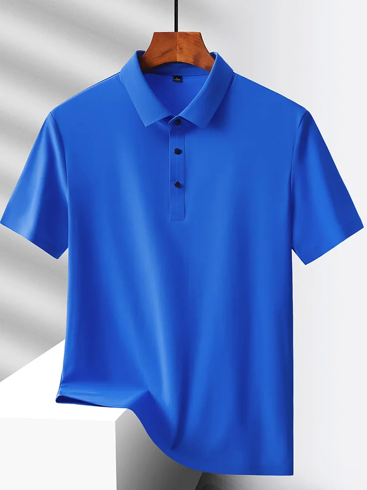 Selected popular nylon fabric, dad's summer clothing, middle-aged men's short sleeved T-shirt, summer ice silk quick drying, mid