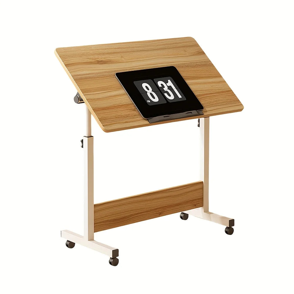 Adjustable Height Standing Desk with Lockable Wheels, Portable Mobile Computer Desk for Home Office