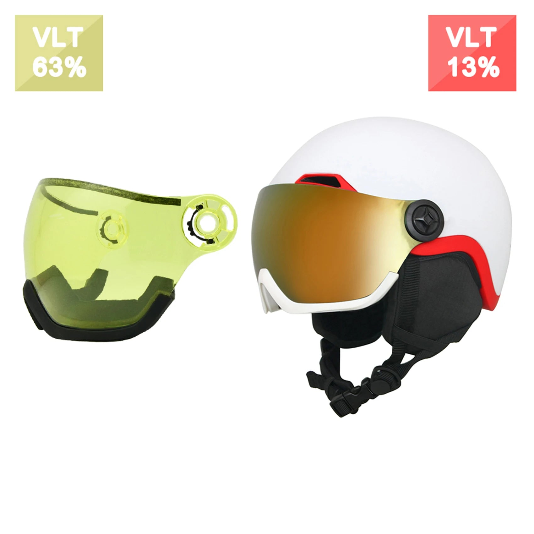 EnzoDate Ski Snow Helmet with Integrated Goggles Shield 2 in 1 Snowboard Helmet and Detachable Mask,Extra-cost Night Vision Lens