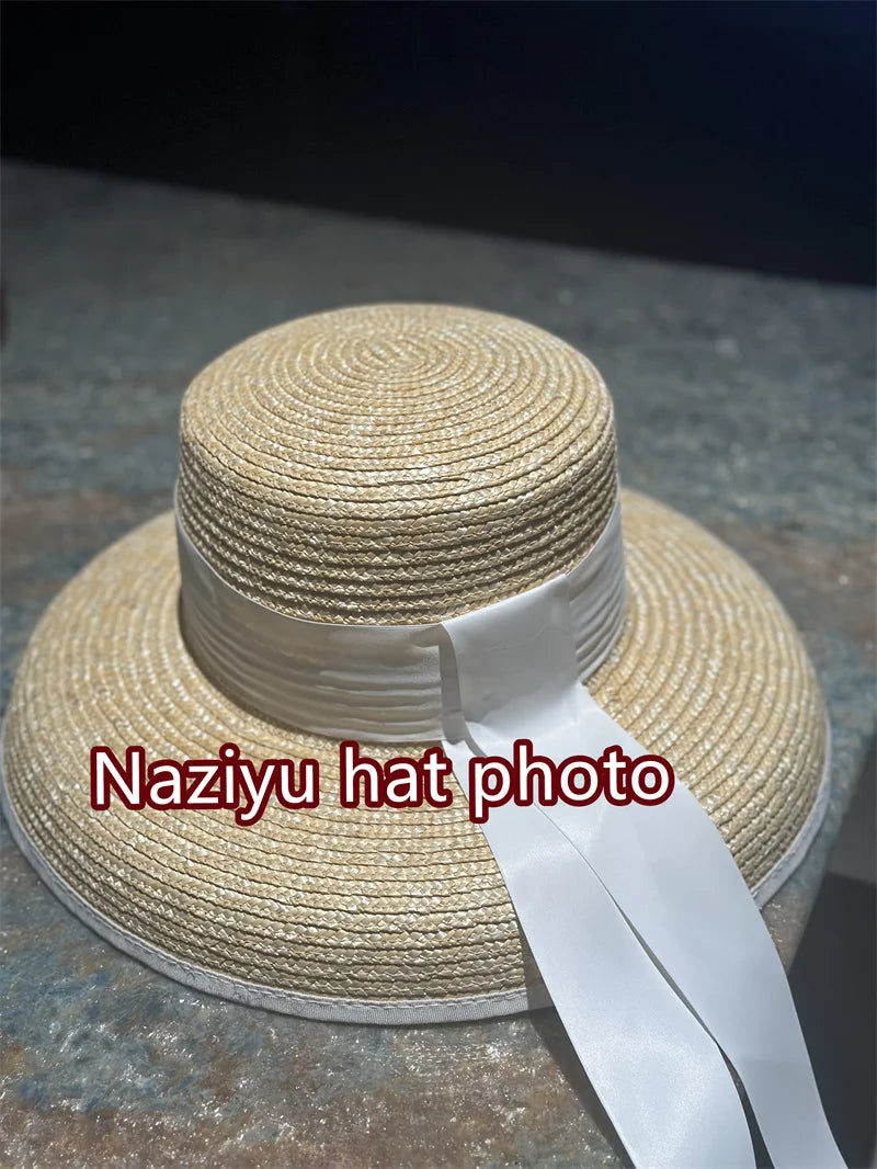 01904-jiejia201901 dropshipping handmade straw  new summer Hepburn style flat  lady sun cap women leisure holiday beach hat