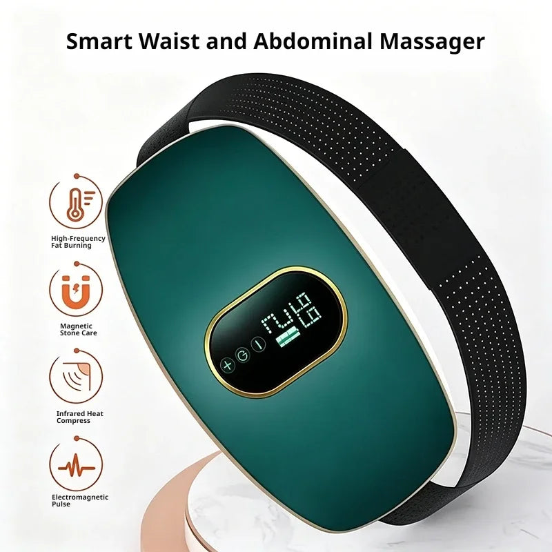EMS Waist Abdominal Massage Belt Heating & Vibrating Slimming Fat Burner for Body Shaping Belly Back Leg Muscle Relief