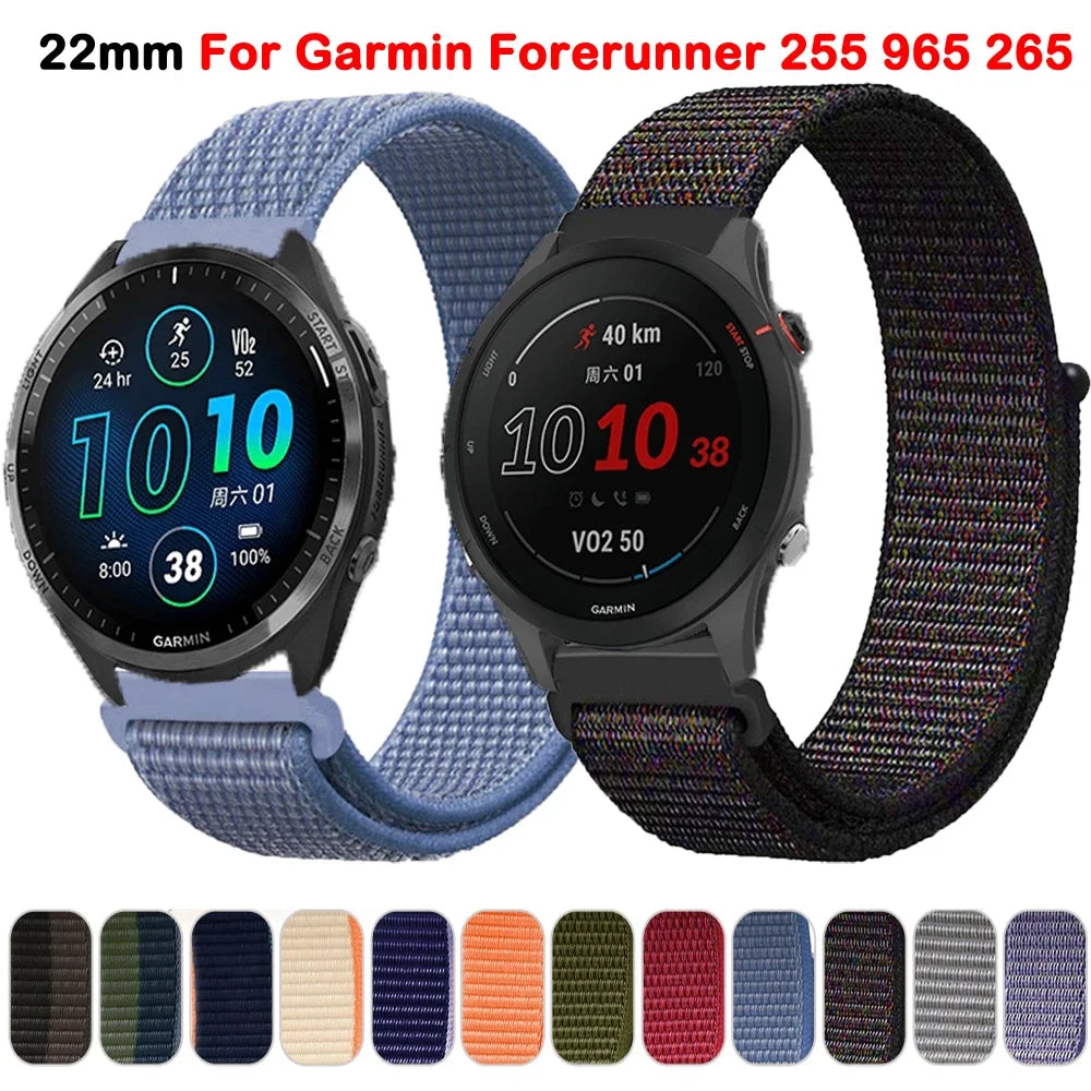 Nylon Loop For Garmin Forerunner 965 255 265 745 Bracelet For Garmin Vivoactive 6 5 4 3/Venu 2 3/Active/Chronos 22mm 20mm Strap