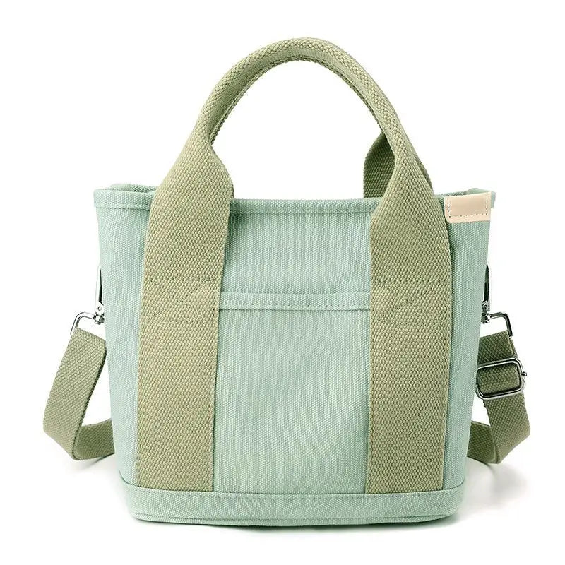 Xierya Women Small Bag with Zipper Fashion Lady Single Shoulder Portable Thickened Canvas Mobile Phone Bucket Tote Bag