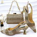 QSGFC Ladies High Quality Women's Pumps Black Gold Shoes and Bag Set DURABLE OUTSOLE Italian Fashion Design For Nigeria Wedding