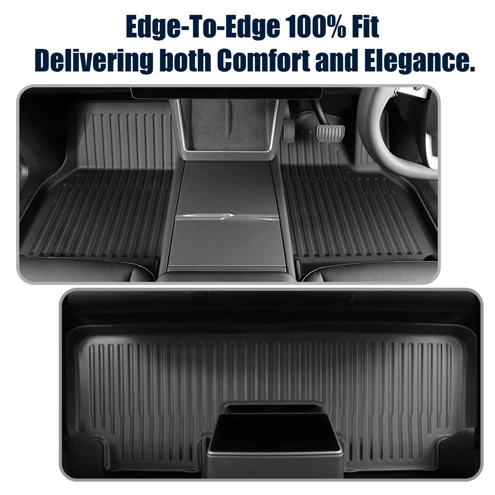 Custom Fit TPE All-Weather Car Floor Mats for Tesla Model 3 2024-2026 Waterproof Anti-Slip Full Set 7PCS Interior Accessories