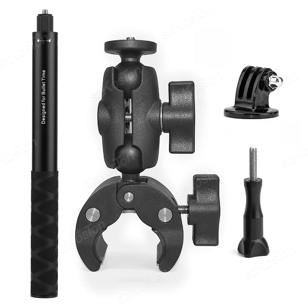 Bicycle Motorcycle Panoramic Selfie Stick Monopod Mount Handlebar Bracket For Insta360 X3 X4 X5 GoPro 13 12 11 10 DJI Accessory
