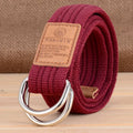 New Unisex Canvas Belt Double Ring Buckle Belts Men Women's Casual Business Cowboy Pants Belt