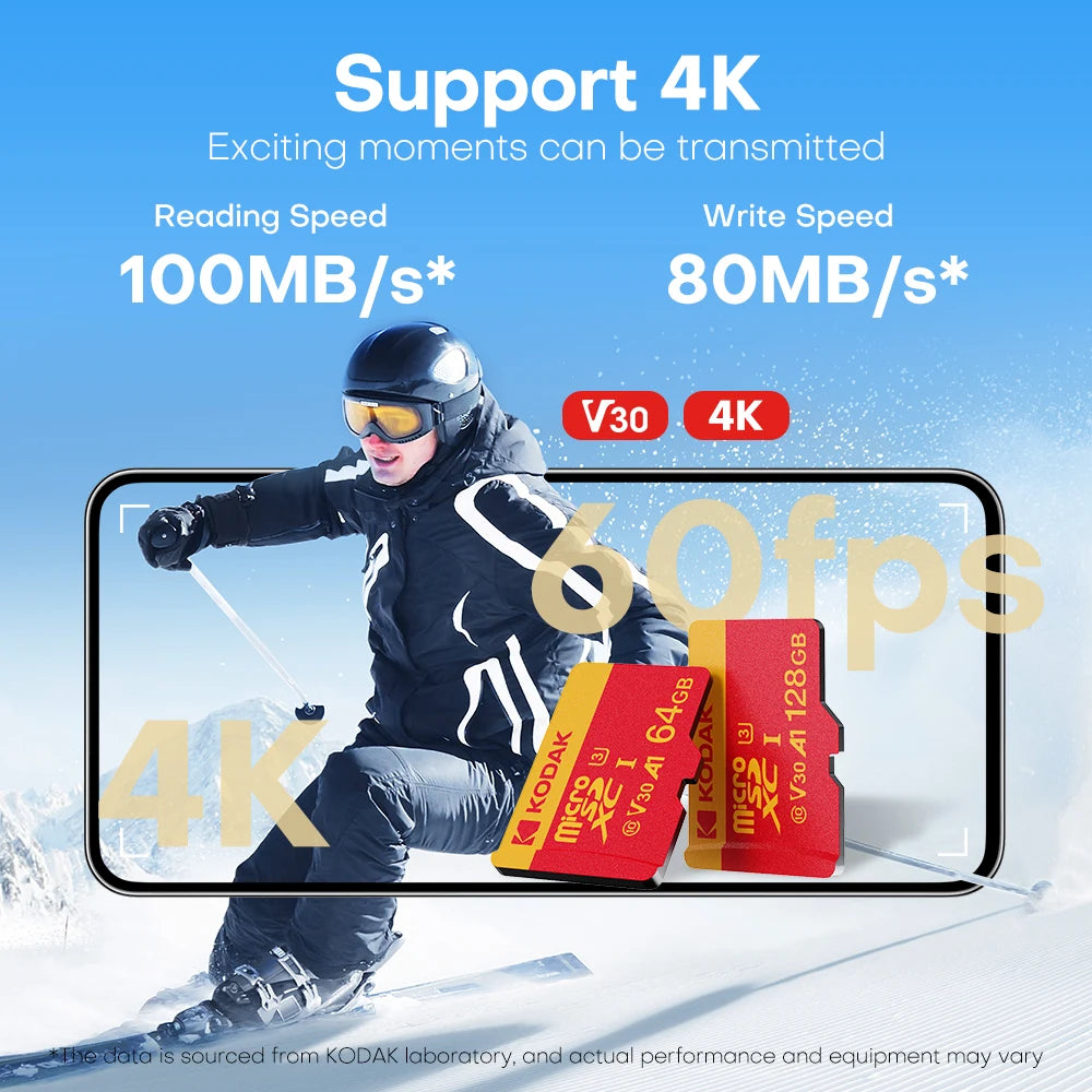 Original KODAK C10 Microsd 16GB 32GB 64GB 128GB 256GB 512GB Memory Card TF SDXC U3 Micro Sd Card with Adapter For Camera