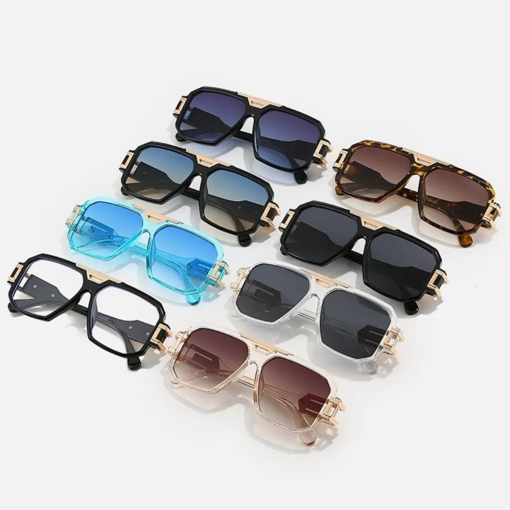 Party Square Full Frame Sunglasses Large Frame Oversized Anti-UV Glasses Street Style PC Retro HD Sunglasses Men
