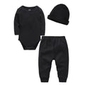 2/3 Pieces Set 100% Cotton Baby Rompers Pants Hat Blank Colors Kids Trousers Plain Newborn Clothing Muslin Bodysuit Clothes