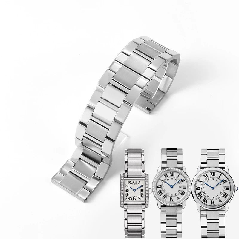 For Cartier Tank Solo Series Watchband Luxurious Stainless Steel Bracelet High Quality silver Strap 16mm 17.5mm 20mm 22mm 23mm