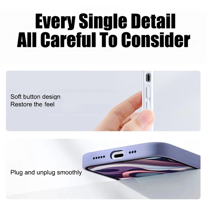 Phone Case - Original Liquid Silicone Soft Phone Case for iPhone 18 17 16 15 14 13 Pro Max Candy Color Shockproof Cover Funda