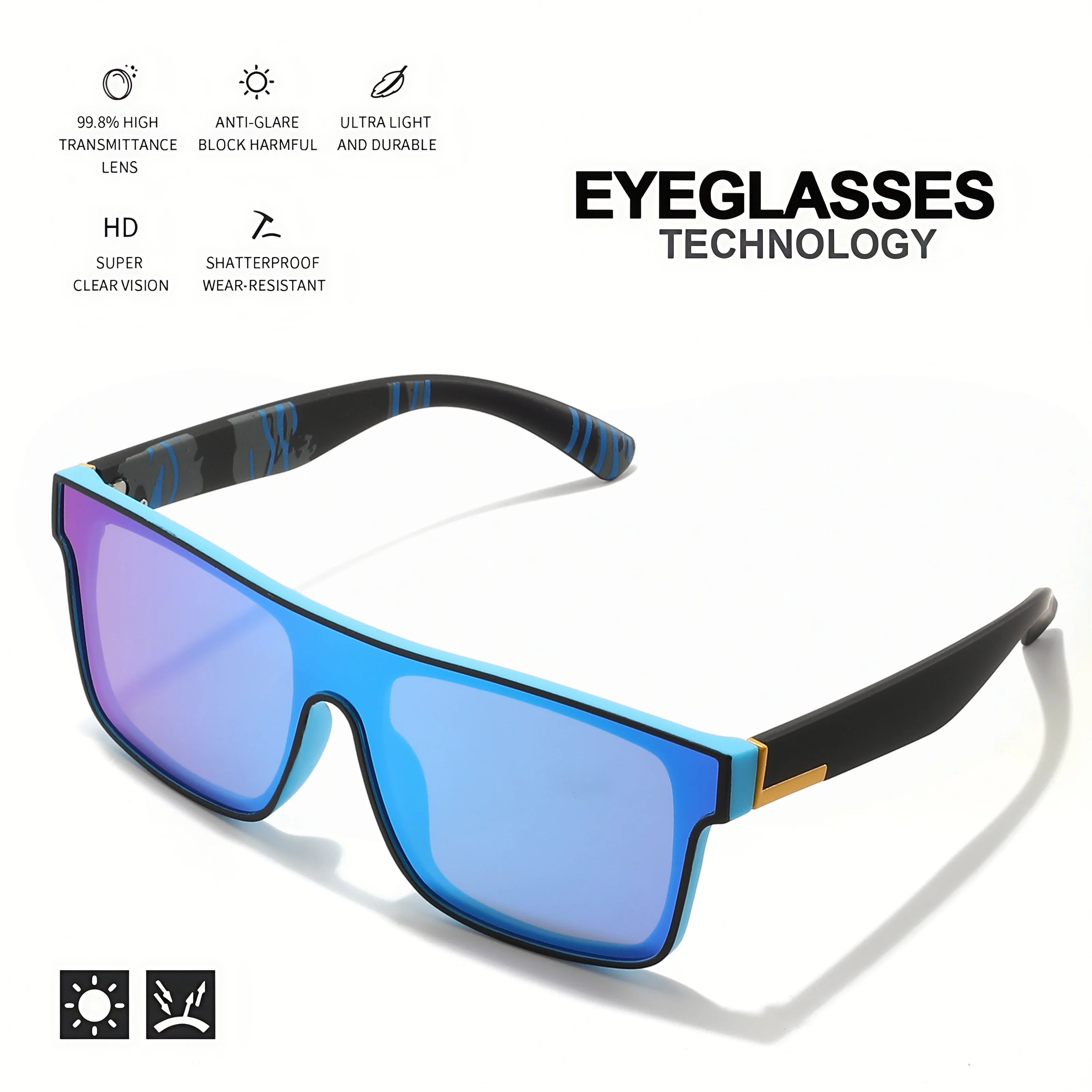 2PCS Classic Colorful Sports Sunglasses - One-Piece Lens, UV400 Unisex for Outdoor, Travel & Daily