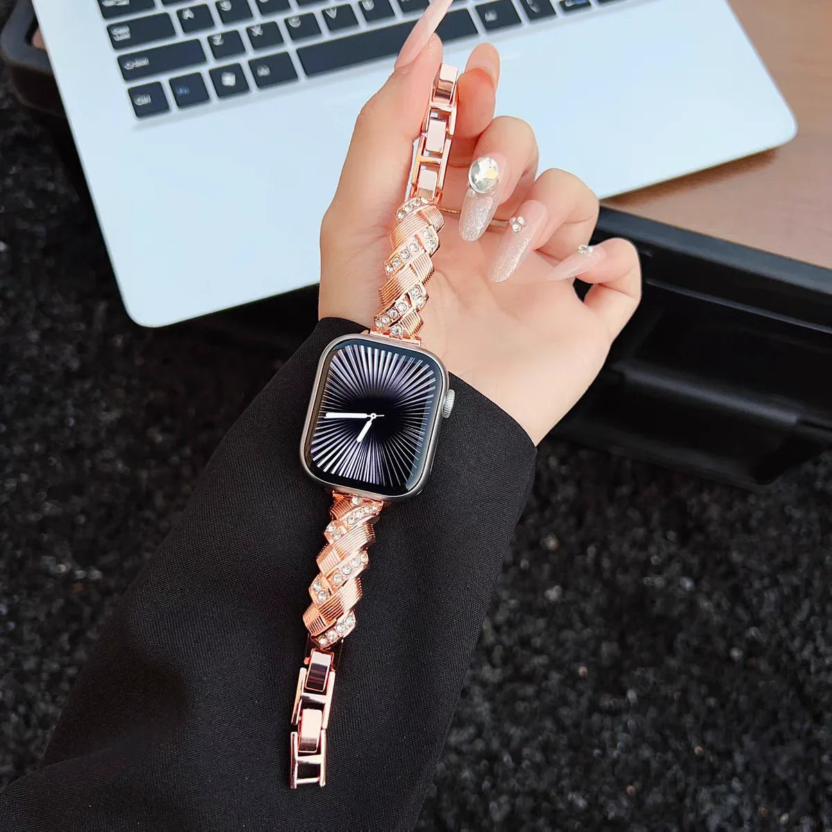 Nice Bling Ear of Wheat Bracelet Link for Apple Watch Band Series S11/10/8/7/6/3/4/5/9 40mm 41mm 38mm 42mm 44mm 45mm 46mm Strap
