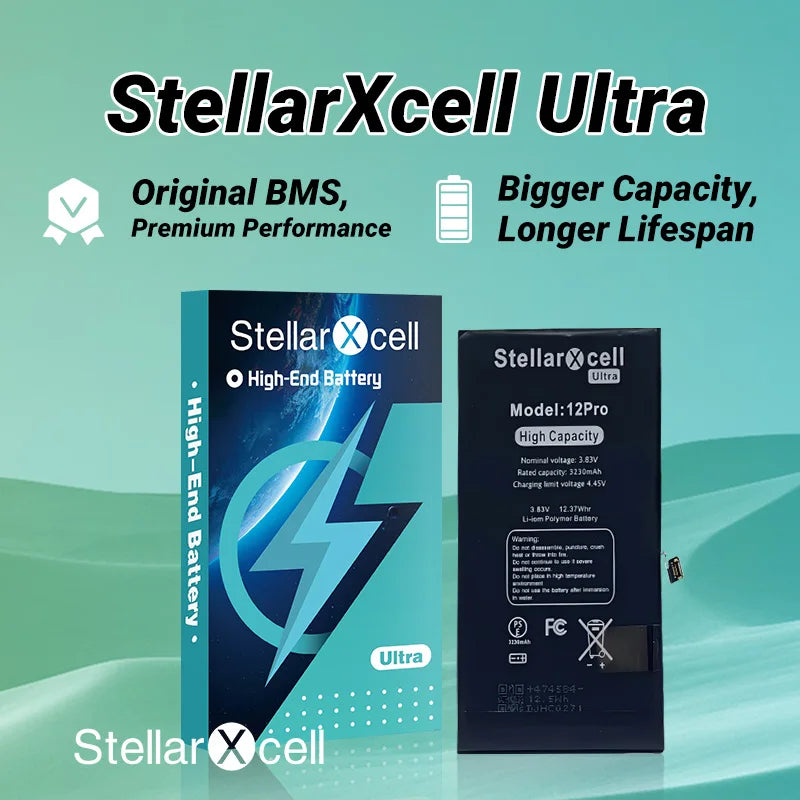 StellarXcell Ultra Original Battery High Capacity Cell for iPhone 7037 TI for 11 12 13 14 15 Pro Plus promax mini with Free Tool