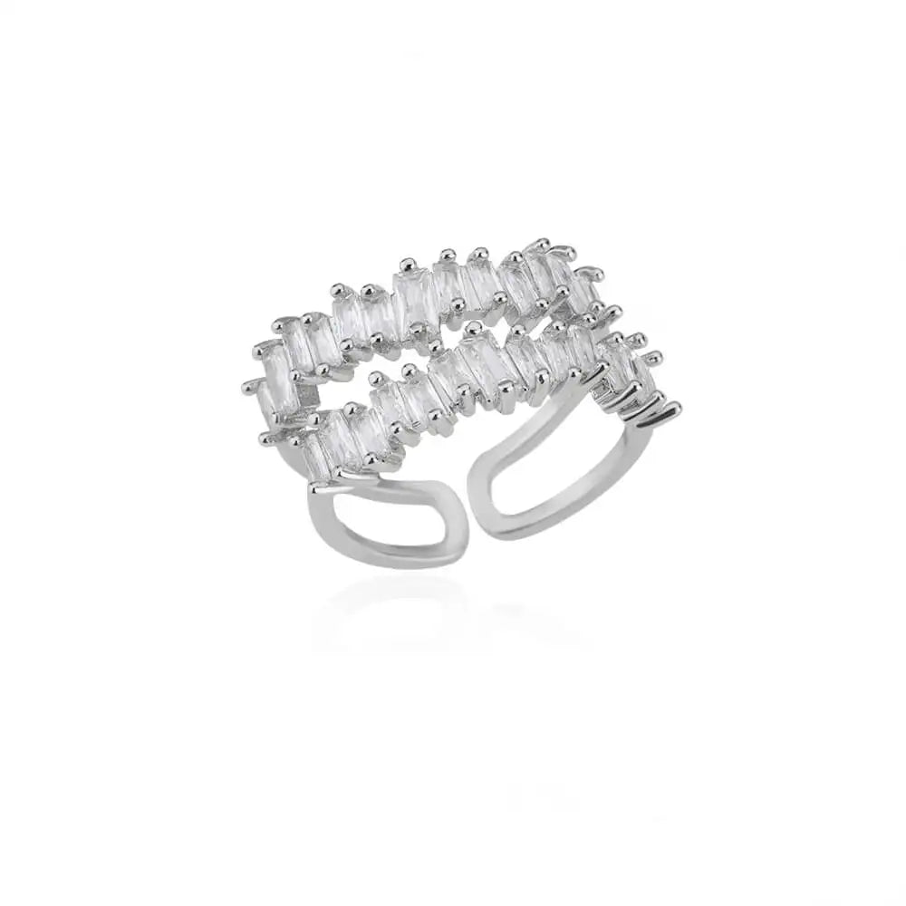Luxury Zircon Double Layer Leaf Rings For Women Gold Color Stainless Steel Ring Boho Couple Jewelry Accesorios anillos mujer