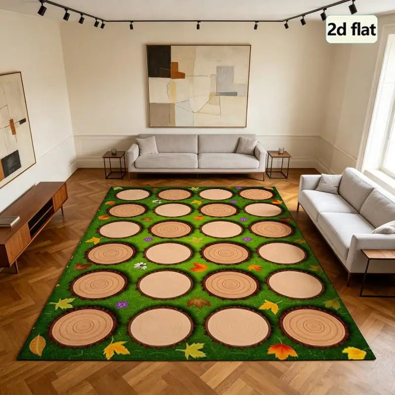1 Piece Wood Slice Pattern Rug, Soft And Comfortable, All Seasons, Lightweight, Easy To Care, Home Decor For Living Room, Bedroom, Hallway, Room Decoration, Winter, Autumn