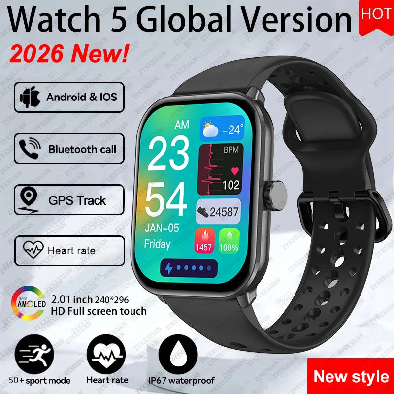 Watch 5 Global Version Smartwatches Men Women HD AMOLED Screen Heart Rate Waterproof Bluetooth Call GPS Track Sports Smart Watch