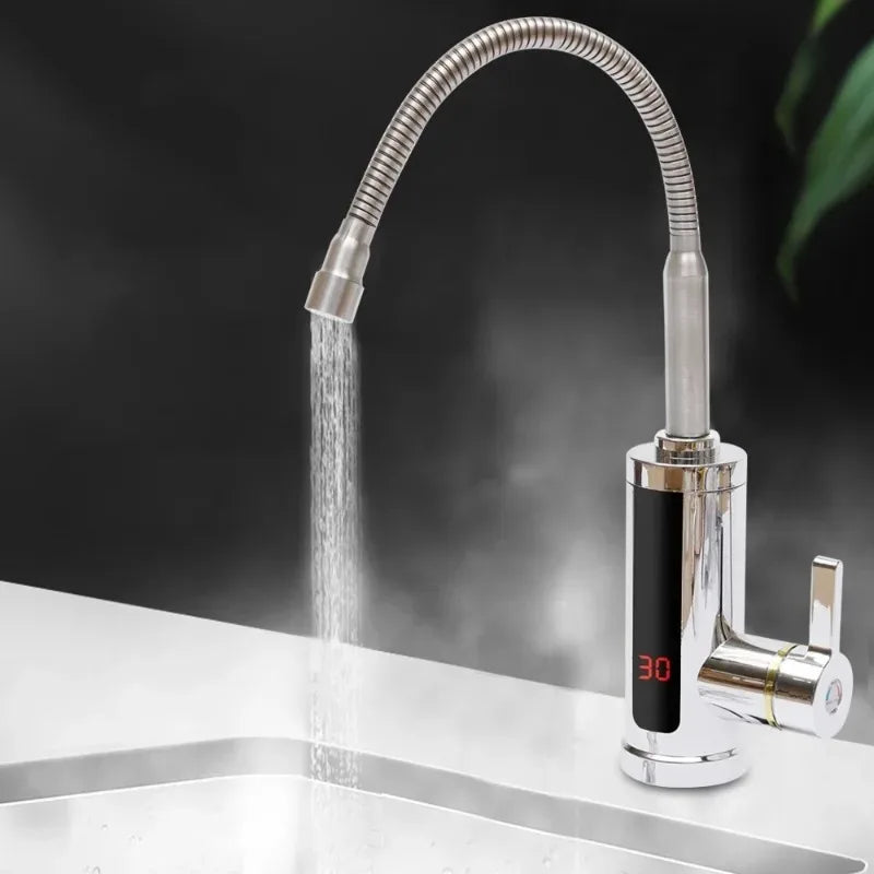 LCD Instant 3KW Electric Tap Water Heater 360 Degree Rotatable Temperature Control Faucet for Kitchen Bathroom Sink