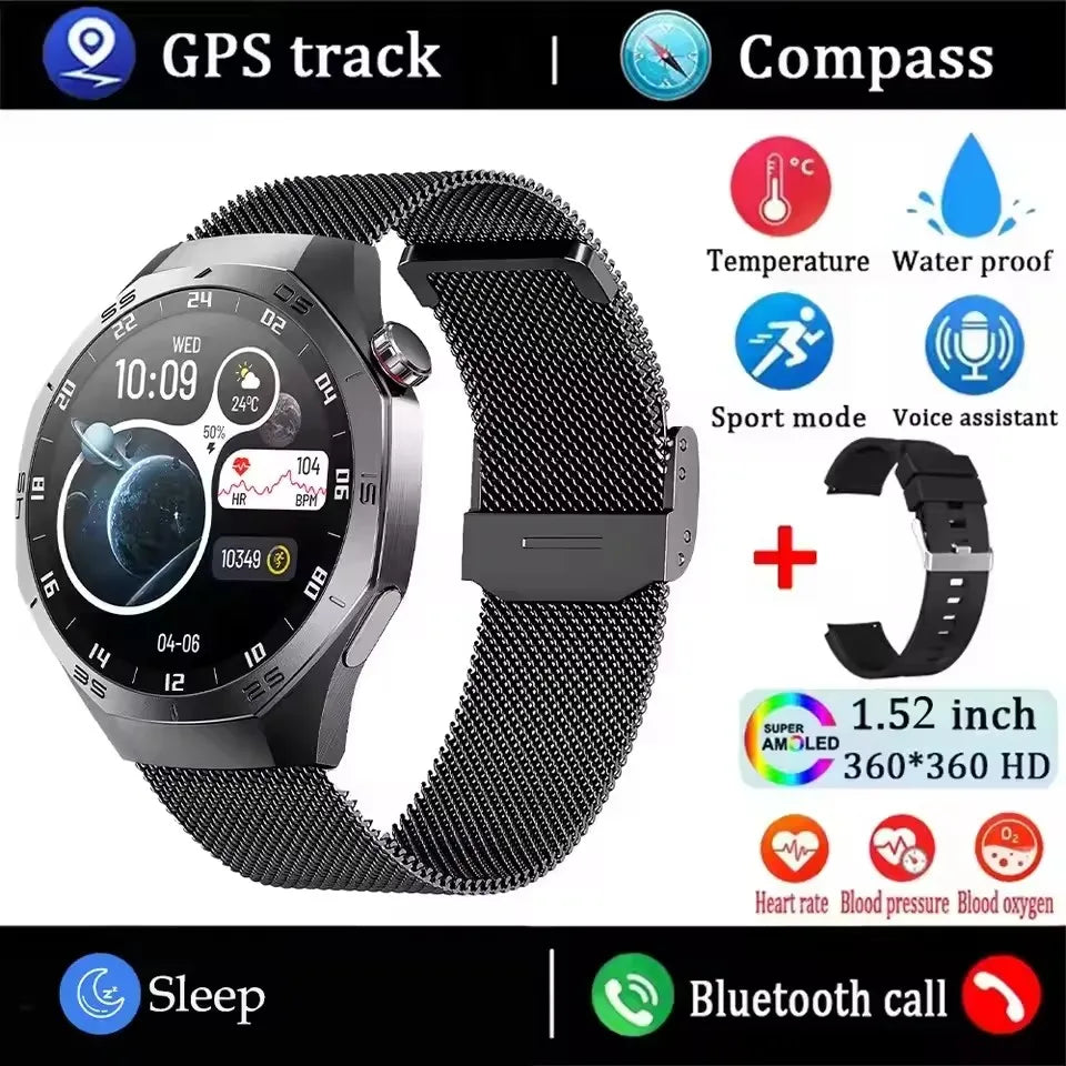 Smart Watch 5 Pro GPS NFC Smartwatch Men 360*360 AMOLED Screen Heart Rate Monitor Bluetooth Call IP67 Waterproof Men Smartwatch
