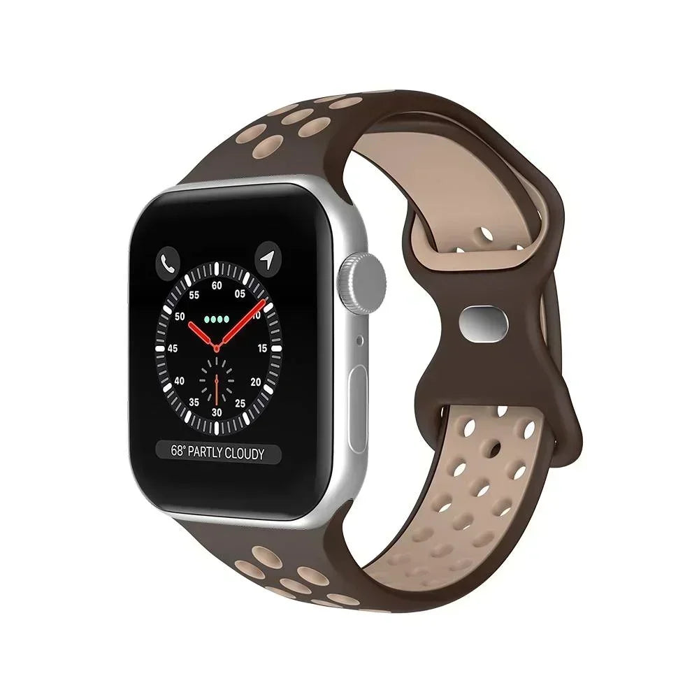 Original Silicone Strap For Apple Watch Band 49mm 44mm 45mm 40mm 42mm Breathable Correa for iWatch Series10 9 8 SE 7 6 Ultra