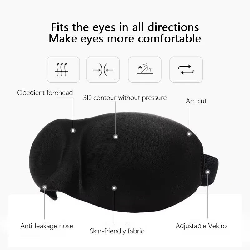 3D Contoured Sleep Eye Mask Light Blocking Concave Blindfold for Deep Sleep Night Vision Men & Women