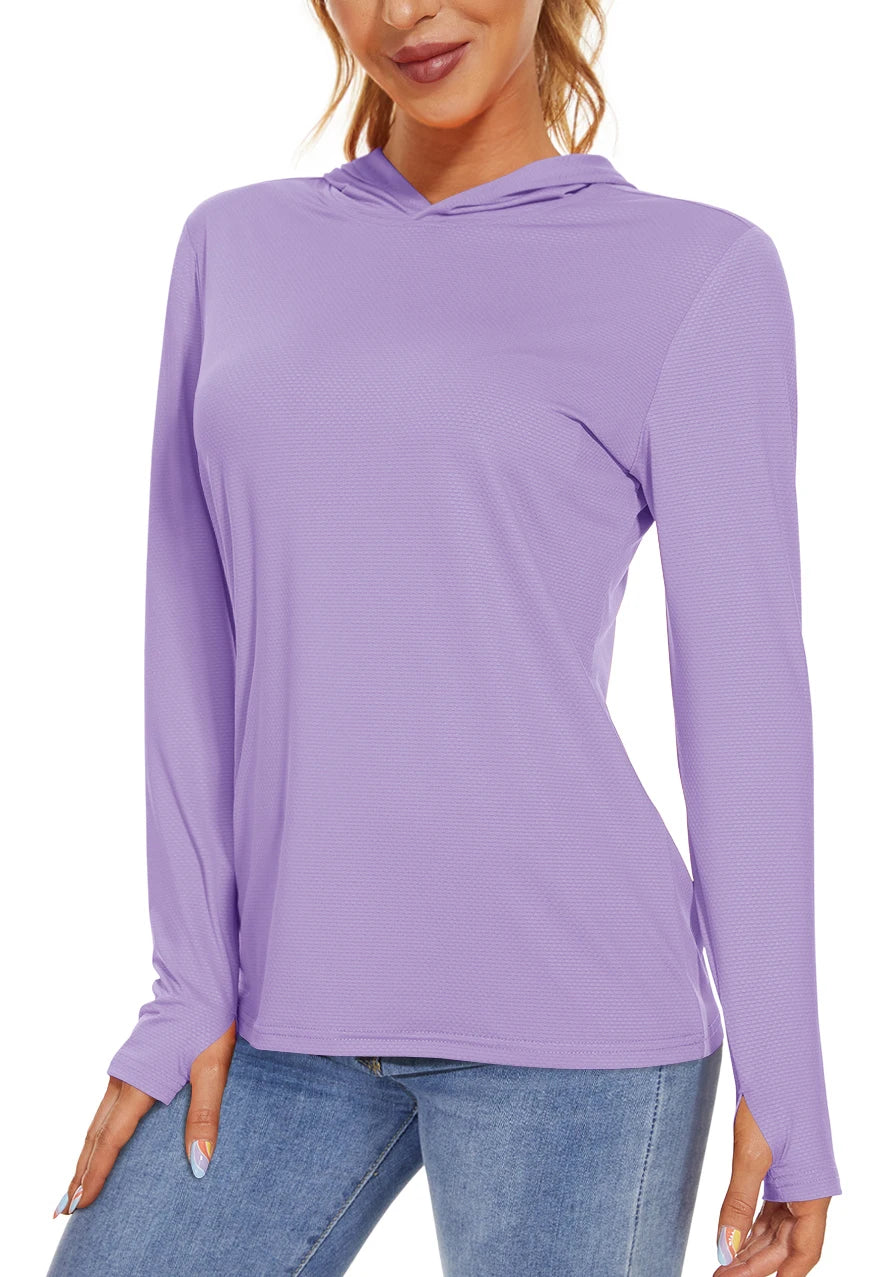 TACVASEN UPF 50+ UV/Sun Protection Outdoor Hooded T-shirt Women's Long Sleeve Hoodie Shirt Fishing Hiking Tee Shirts Pullover