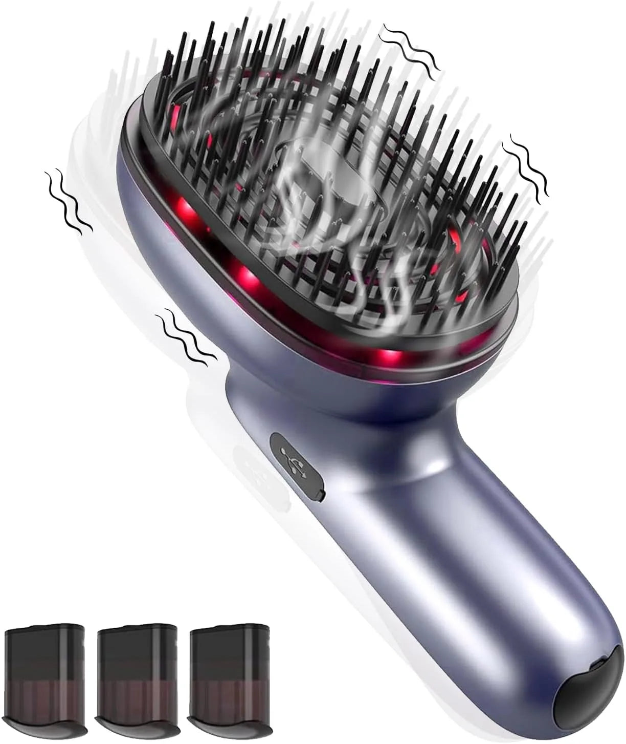 Massage Comb Red Light 360° Kneading 2 Level 167*Massage Bristles Vibration 3*Essential Oil Cartridges Atomization Head Massager