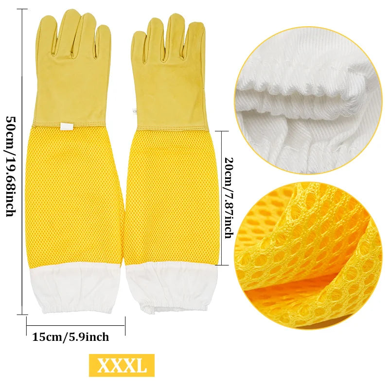 Beekeeper Beekeeping Gloves Protective Sleeves Ventilated Professional Anti Bee for Apiculture Beekeeper Prevent Beehive tools
