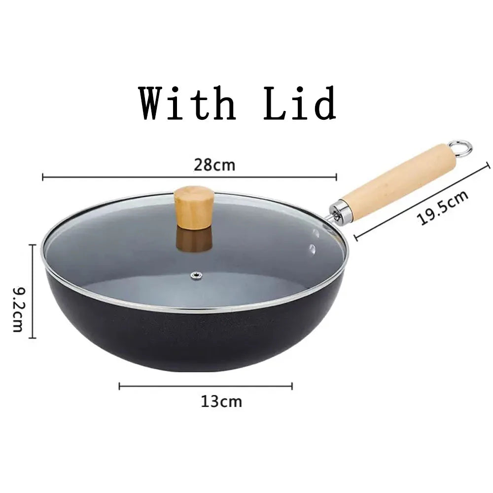 Uncoated Flat Bottom Wok Small Iron Wok for Stir-Fry Cooking Stove Induction Cookware Accessories Kitchen Supply