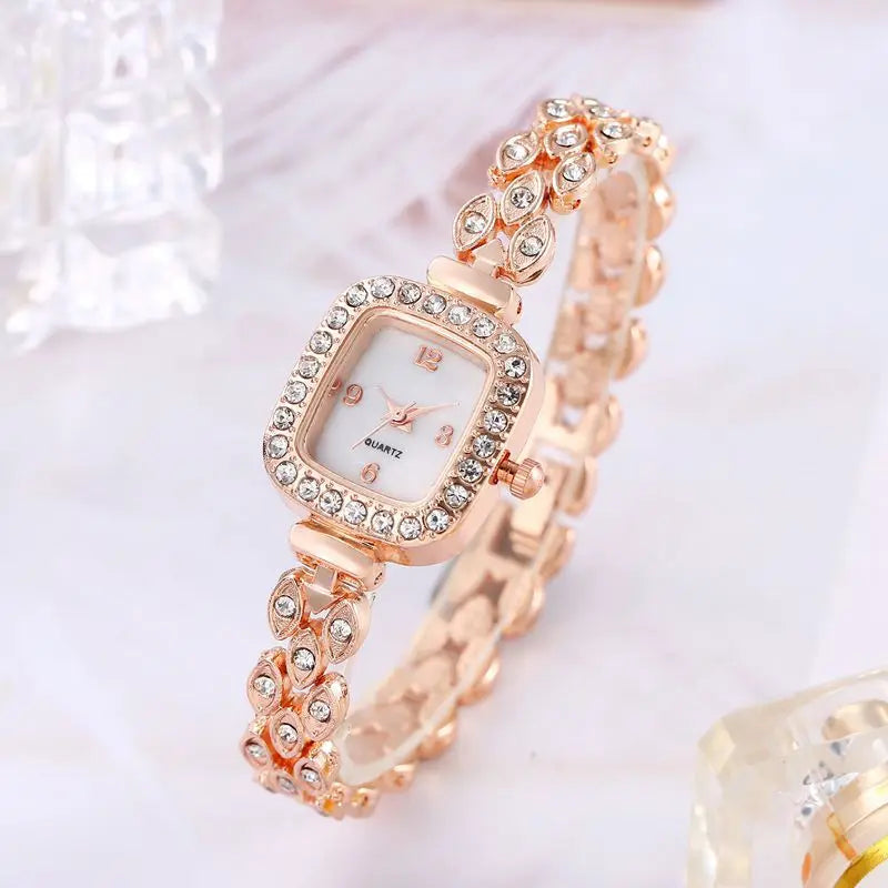 New Fashion Square Bracelet Watches For Woman Ladies Crystal Stainless Steel Wrist Casual Quartz Watch For Gifts Reloj Mujer Hot