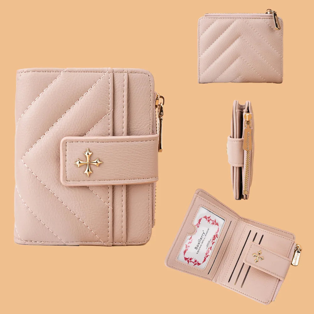 Baellerry New Short Simple Women Wallet High Quality Card Holder Buckle Zipper Coin Pocket Female Purses Small Women's Card Bag