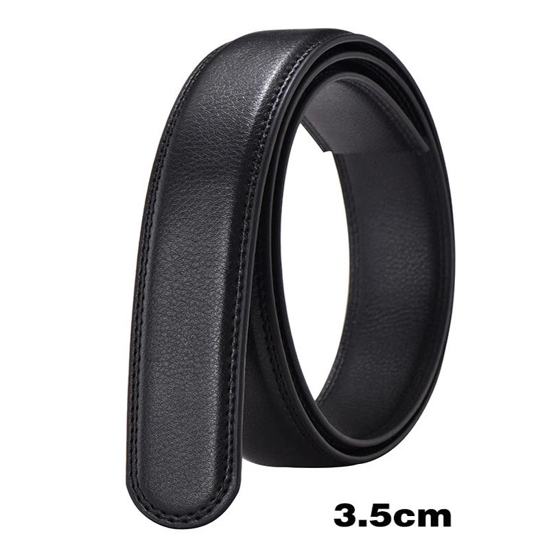 Men Women No Buckle PU Leather Belt, 2.4 2.8 3.0 3.5cm Replacement Waist Strap Belt Body for Automatic Buckle Daily Matching Use