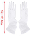 Long Thin Mesh Gloves Pearls Lace Gloves Summer Ruched Tulle Pearls Mittens Fingerless Gloves for Wedding Party Dress Costume