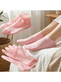 4pcs Silicone Moisturizing Socks Set, 1 Pair of Gloves And 1 Pair of Foot Covers, Reusable Spa Socks to Soften Feet And Hands