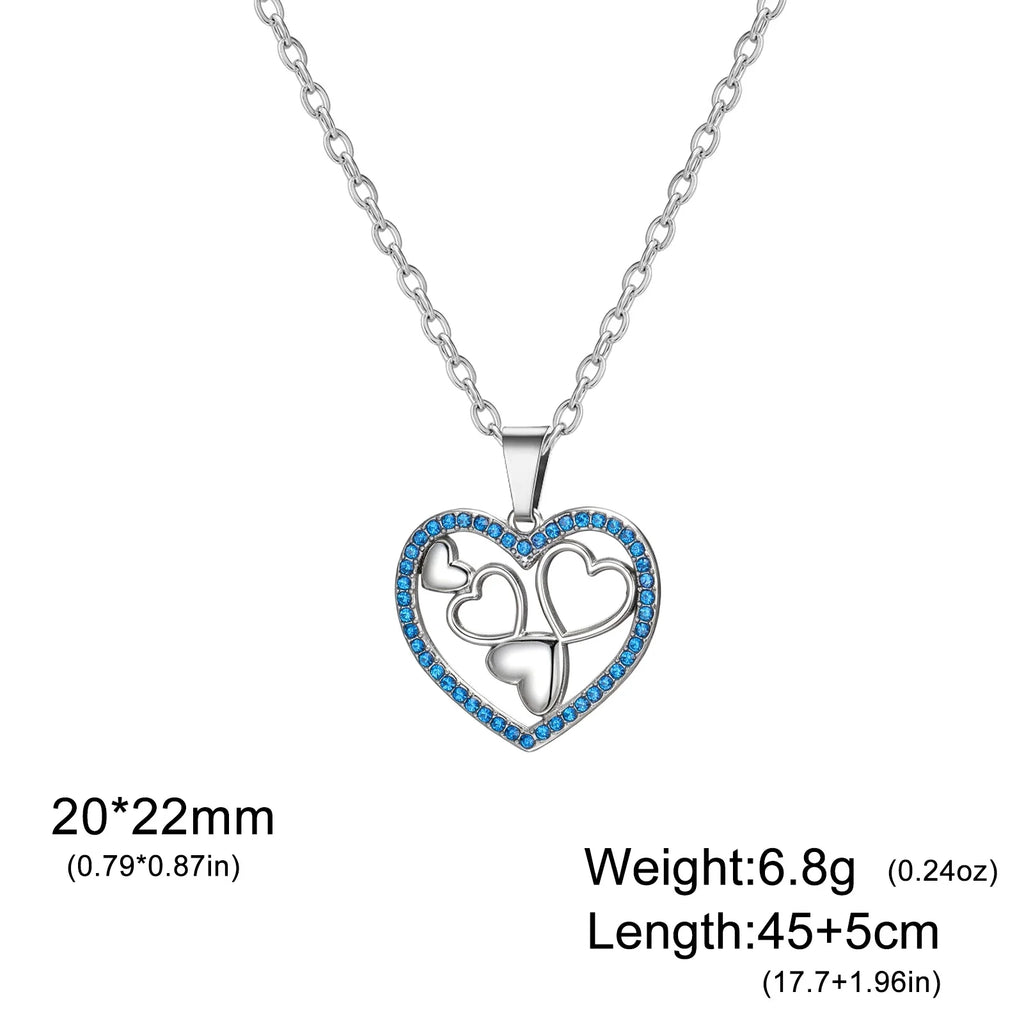 Skyrim Sweet Love Heart Zircon Pendant Necklace Stainless Steel Gold Color Minimalist Choker Fashion Jewelry Birthday Gift