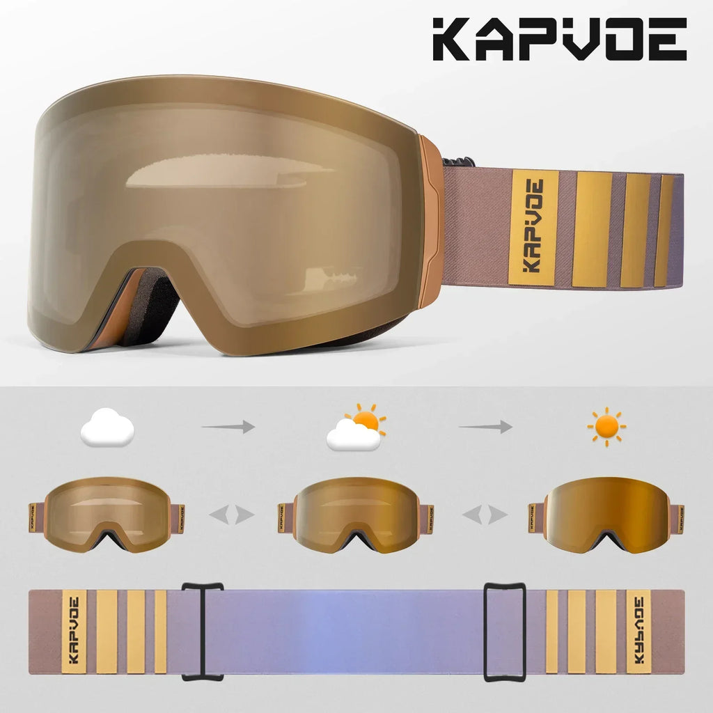 Outdoor Photochromic Ski Goggles Men Snowboard Glasses Women Winter Snow Sunglasses UV400 Magnetic Attraction Lens High Quality