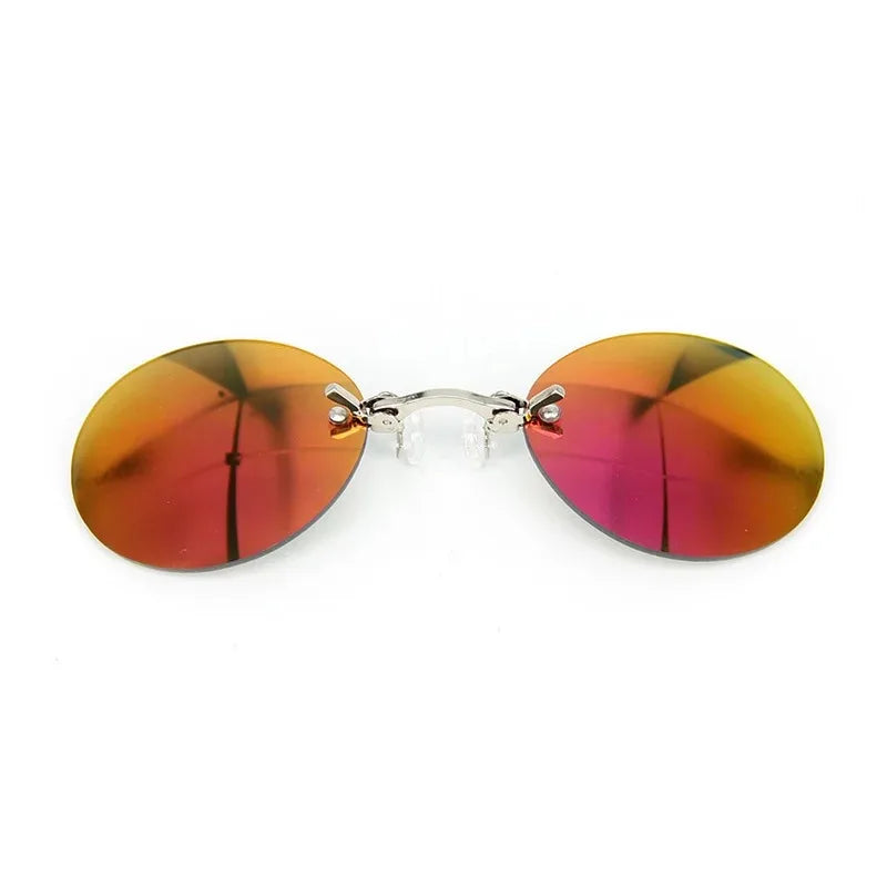  VIEWRING1-2PCS Clip On Nose Glasses Round Rimless Matrix Morpheus Sunglasses Mini Frameless Vintage Men Eyeglasses