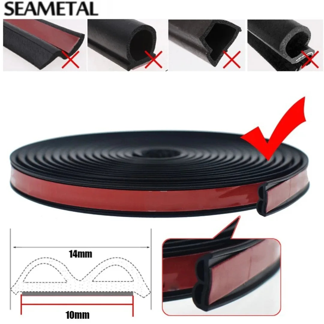 SEAMETAL Car Rubber Seals Sticker Sound Insulation Sealing Protector Weatherstrip Car Door Seal Strips 4M/5M/16M/25M B Shape
