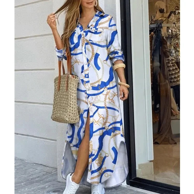 Women Shirt Dress Single Breasted Long Dresses Full Sleeve Turn Down Collar Solid Vestidos Shirts Pockets Split Casual 2025