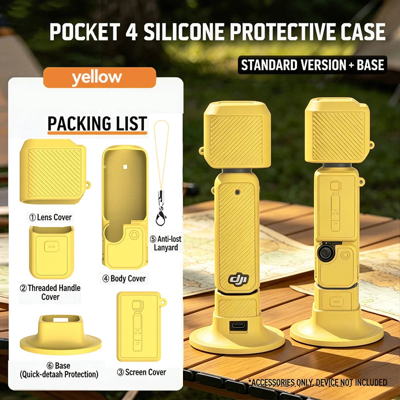 New Silicone Protective Case Set for DJI Pocket 4 Scratch-resistant Shock-resistant Protective Case for Camera Shell Accessories